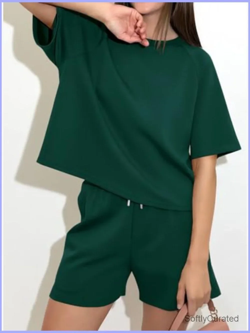 2 Piece Lounge Set Short Sleeve Top Shorts Matching Outfit